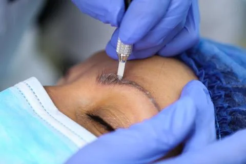 Remove microblasting old makeup. Stock Photos