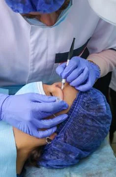 Remove microblasting old makeup. Stock Photos