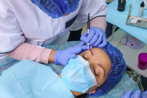 Remove microblasting old makeup. Stock Photos