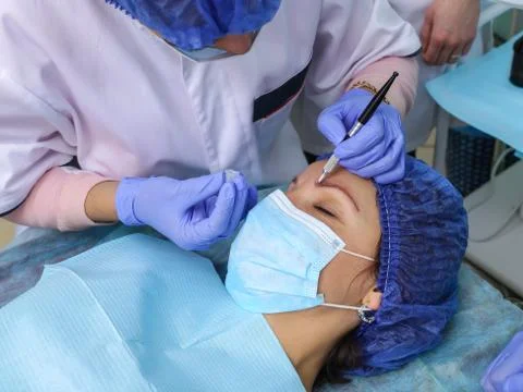 Remove microblasting old makeup. Stock Photos