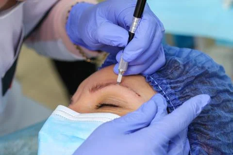 Remove microblasting old makeup. Stock Photos