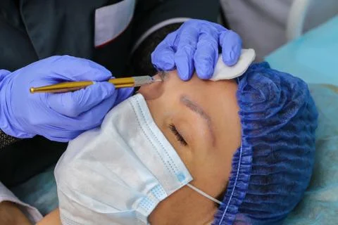 Remove microblasting old makeup. Stock Photos