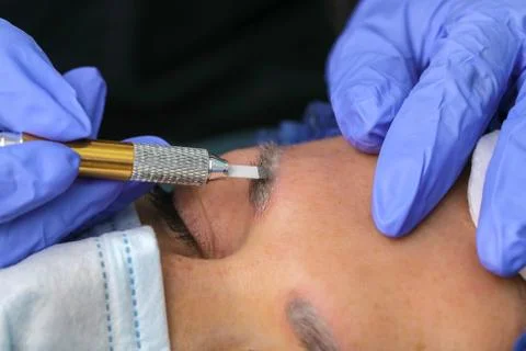 Remove microblasting old makeup. Stock Photos