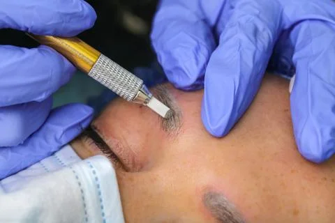 Remove microblasting old makeup. Stock Photos