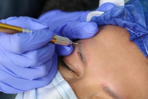 Remove microblasting old makeup. Stock Photos