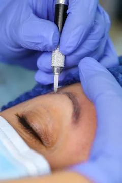 Remove microblasting old makeup. Stock Photos