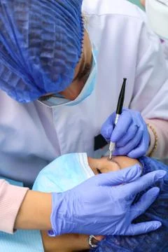 Remove microblasting old makeup. Stock Photos