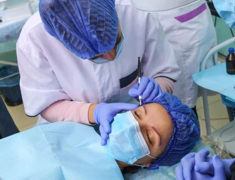 Remove microblasting old makeup. Stock Photos