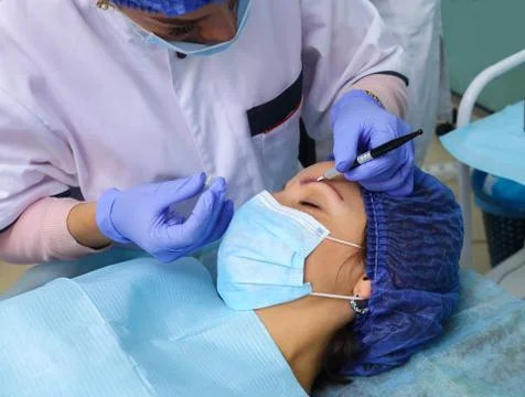 Remove microblasting old makeup. Stock Photos