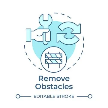 Remove obstacles soft blue concept icon Stock Illustration