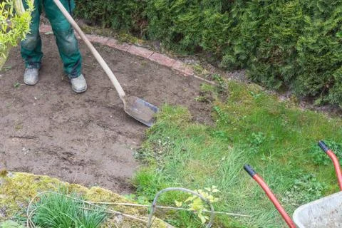 Remove of the old grass sward Stock Photos