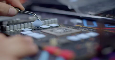 Remove the old silicone.The new silicone improves heat dissipation. Stock Footage 317757159