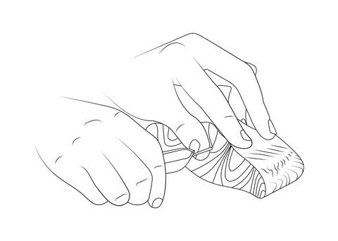 Remove pin bones from salmon sketch illustration. Stock Illustration
