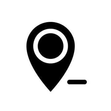 Remove pin from map black glyph ui icon Stock Illustration