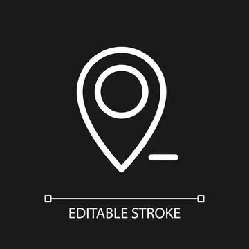 Remove pin from map pixel perfect white linear ui icon for dark theme Stock Illustration