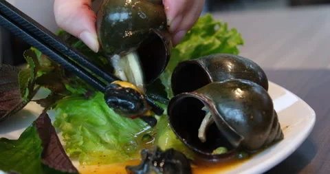 Remove shellfish from shells oiled sea scallops being removed from the shell Stock Footage 283589994