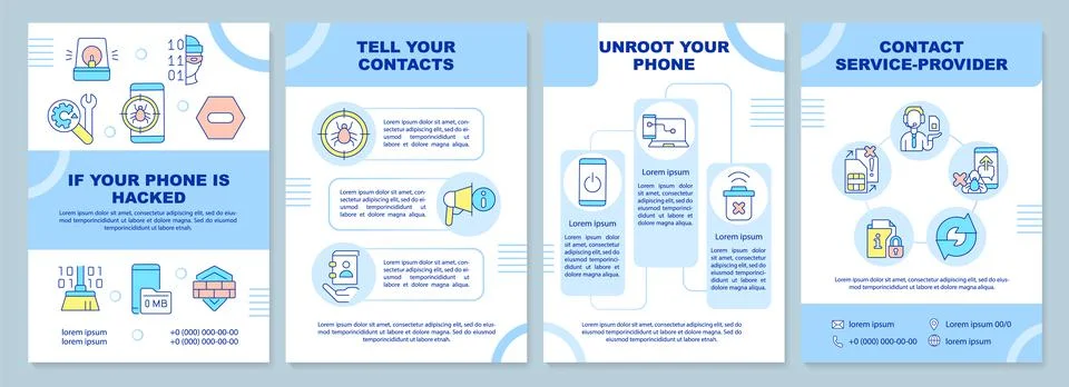 Remove smartphone hacker blue brochure template Stock Illustration