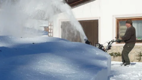 Remove the snow with the Alta Badia snowplow, Italy Stock Footage 85627957