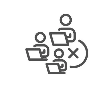 Remove team line icon. Teamwork sign. Vector Stock Illustration