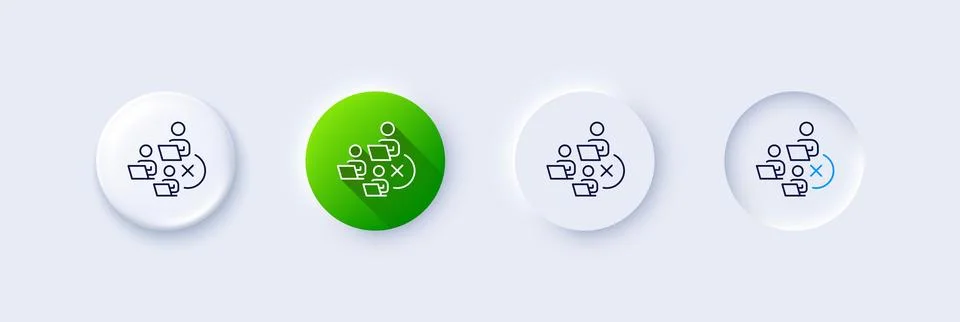 Remove team line icon. Teamwork sign. Line icons. Vector Illustrazione stock