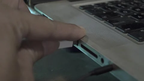 Remove USB Device from Laptop for Data Transfer.  Stock Footage 307069781