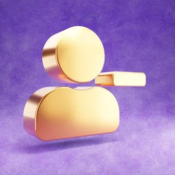 Remove user icon. Gold glossy Remove user symbol isolated on violet velvet Stock-Illustration