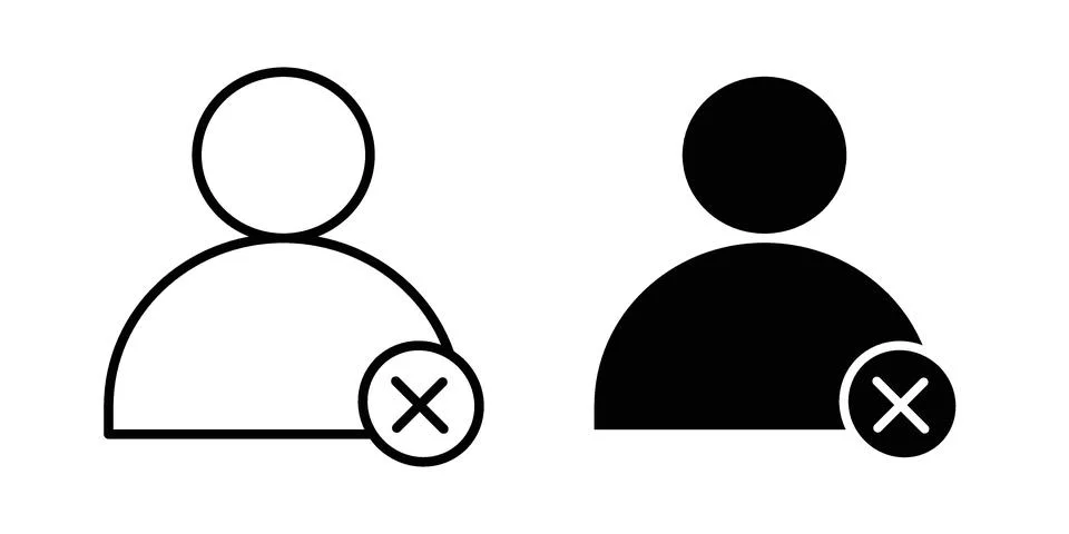 Remove user icon. Outline, flat icons Stock Illustration