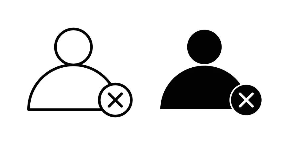 Remove user icon symbol  illustration bundle in black colour Stock Illustration