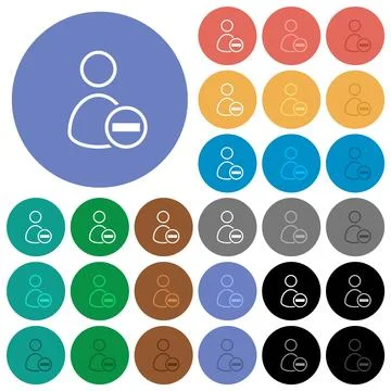 Remove user outline round flat multi colored icons Stock Illustration