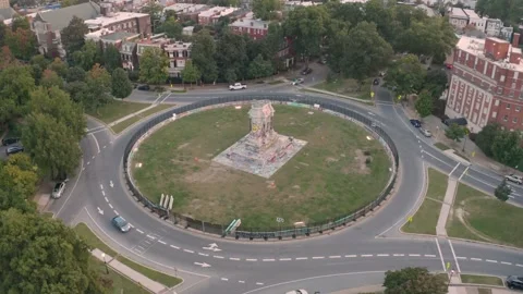 Removed General E Lee statue pillar with graffiti Richmond Virginia 5 Stock Footage 163556816