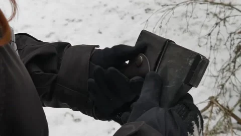 Removes the leather case from the axe 스톡 동영상 219488834