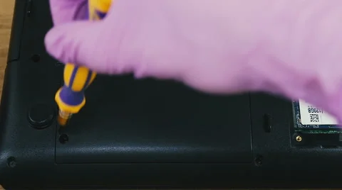 Removing and installing HDD in the laptop Stock Footage 66360642