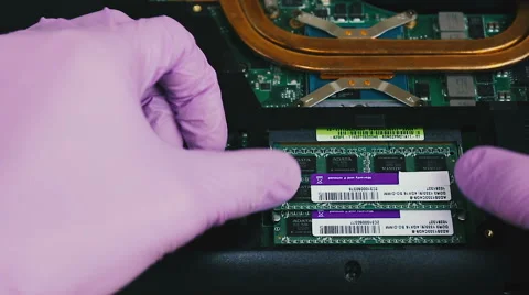 Removing and installing RAM in the laptop Stock-Footage 66360043