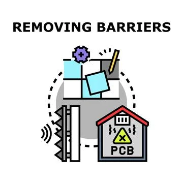 Removing barriers and problems overcoming challenges concept Stock Illustration