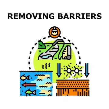 Removing barriers concept for problem solving solutions Stock Illustration