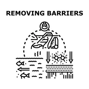 Removing barriers concept for problem solving solutions Stock Illustration