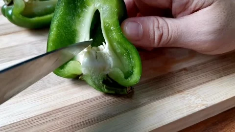 Removing bellpepper seeds Stock Footage 149407878