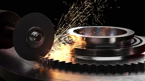 Removing the chamfer of the gear wheel Stock Footage 219745838