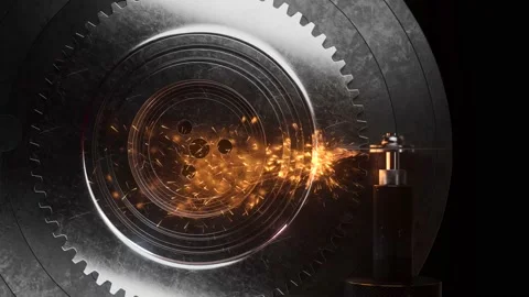 Removing the chamfer of the gear wheel Stock Footage 219745841