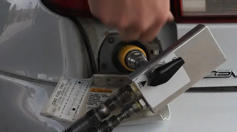 Removing CNG or natural gas filling neck Video stock 22958366
