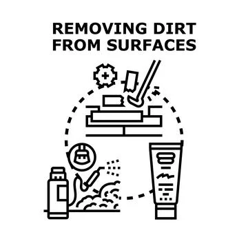 Removing dirt from surfaces vector concept illustration Stock Illustration