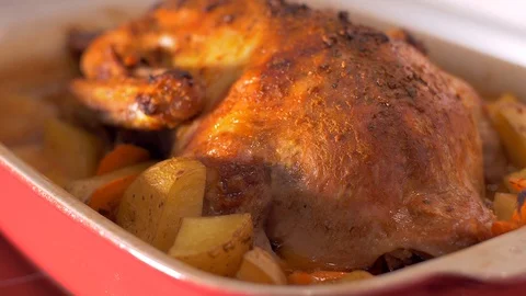 Removing the duck in the oven Stock Footage 103631587