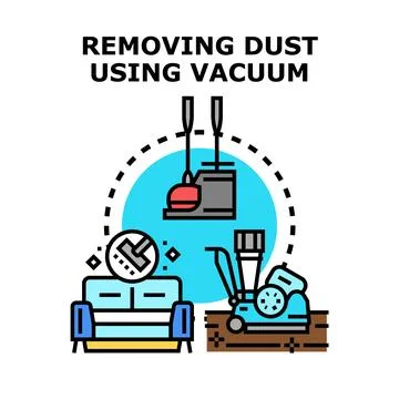 Removing dust using vacuum cleaner at home Stock Illustration