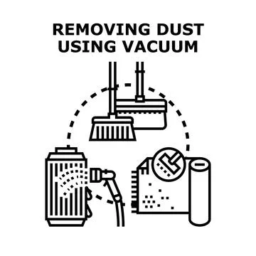Removing dust using vacuum cleaning equipment concept Stock Illustration