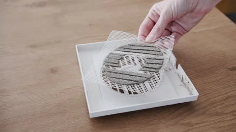 Removing Dusty Filter Mesh From Bathroom Air Vent Lifehack Solution Vídeo Stock 341396929