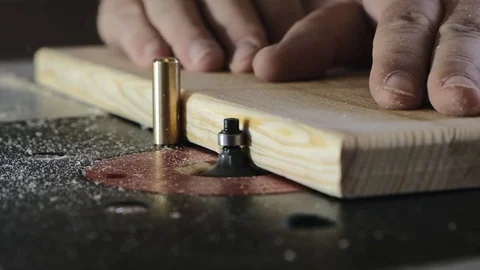 Removing an edge from a tree using a milling machine. Close-up. Slow motion. Stock Footage 113993798