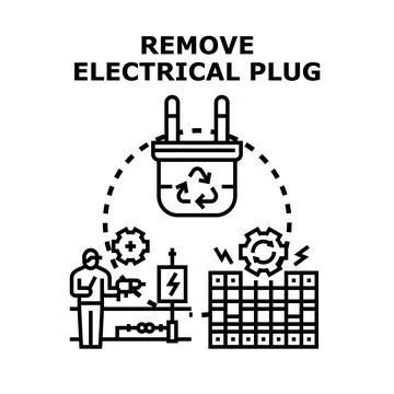 Removing electrical plug for safety and energy saving Stock Illustration