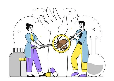 Removing encephalitis ticks vector doodle Stock Illustration