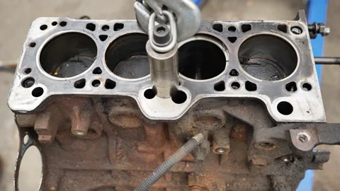 Removing an engine piston during car repair service Vídeos de archivo 318139303