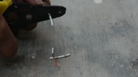 Removing Insulation from Electrical Wire Stock Footage 340425245